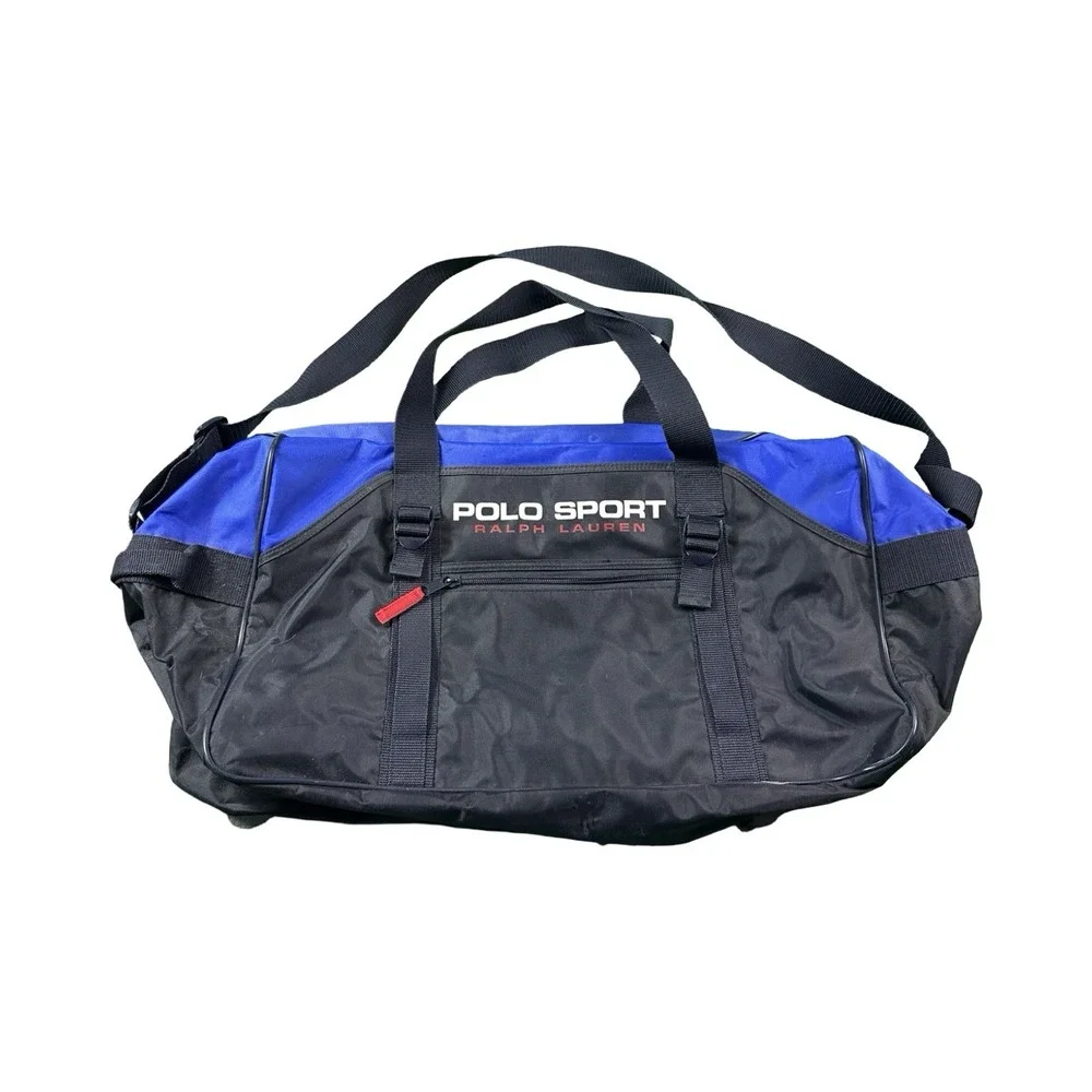 Polo Sport Ralph Lauren Vintage Duffle Bag Blue Nylon Travel Gym Bag 25x12